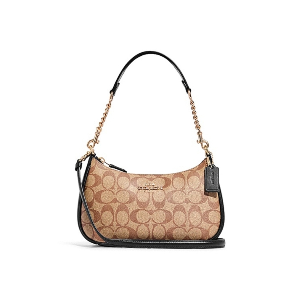 Teri Shoulder Bag In Signature Canvas Khaki / Black